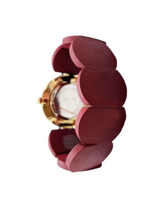 Burgundy Stretch Wooden Watch
