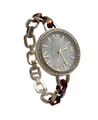 Brown Bracelet Style Metal and Tortoise Women Watch