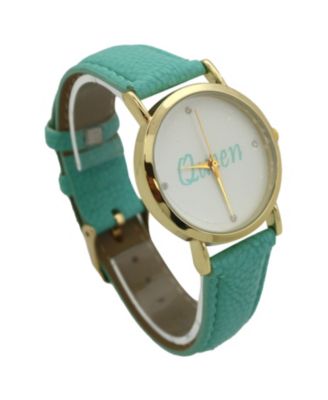 Mint Queen Face Leather Strap Watch