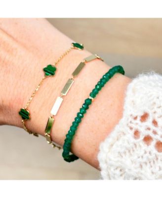 Malachite Flower Bracelet 14K Gold