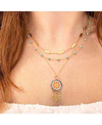 Enamel Dream Catcher Charm 14K Gold