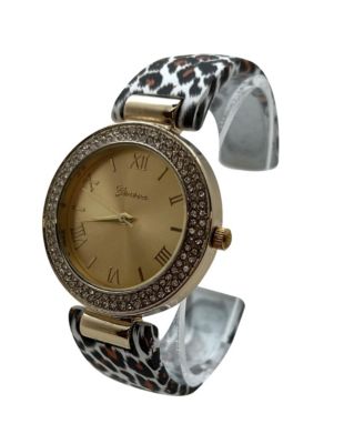 Cheetah Printed Soft Band Bangle Women Watch
