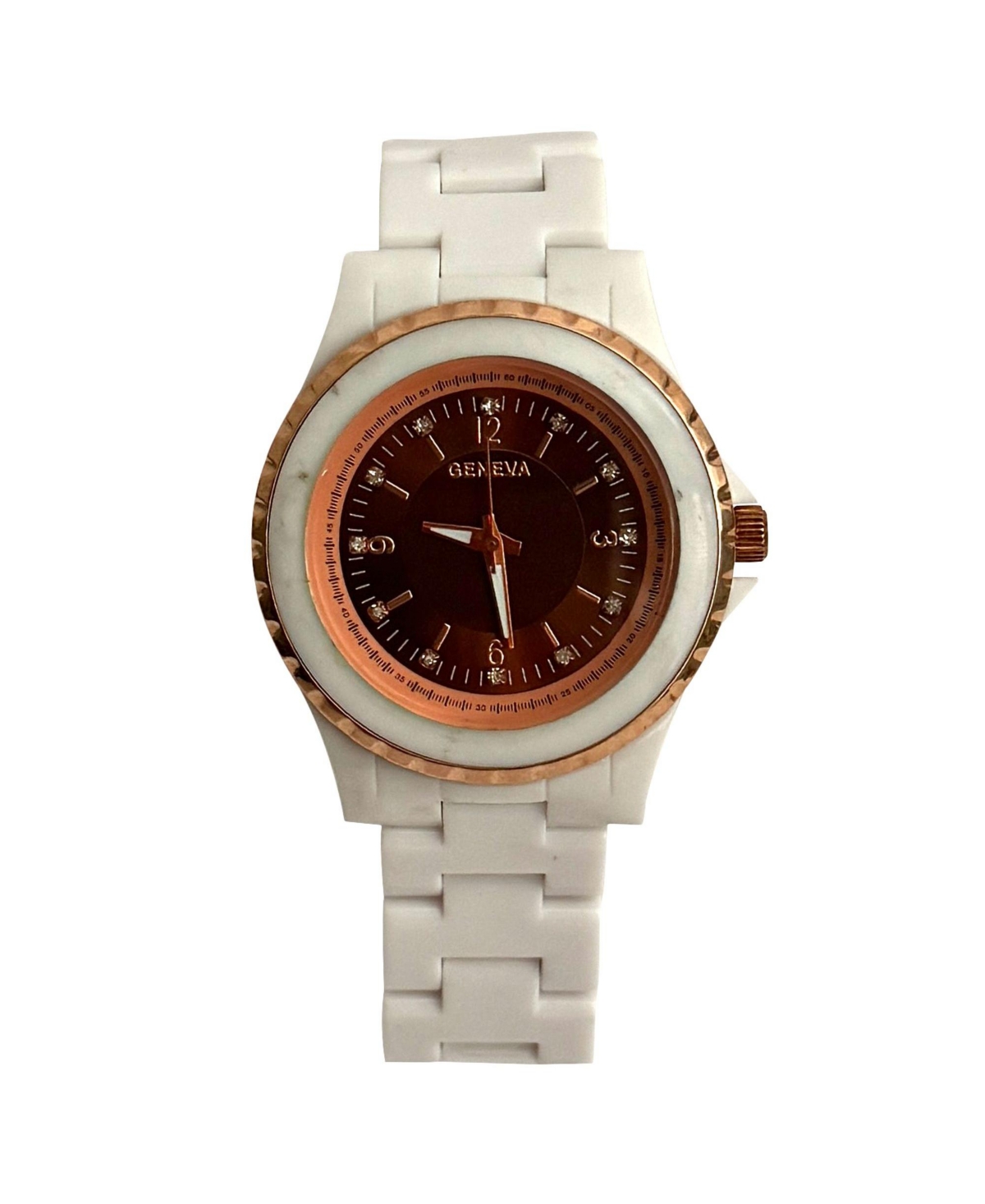 Olivia Pratt White and Rose Gold Bezel Women Watch