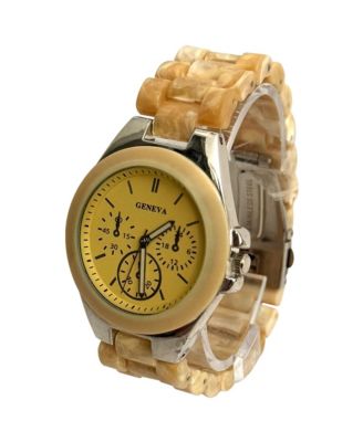 Beige Acrylic Band Every Day Women Watch