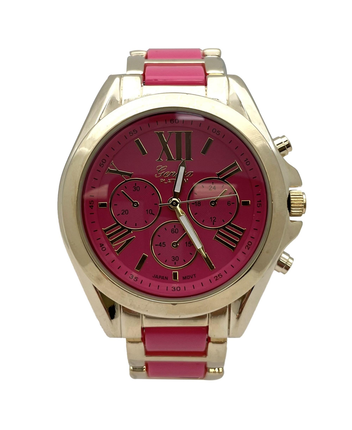 Olivia Pratt Hot Pink Big Bold Gold and Bright Colors Women Watch