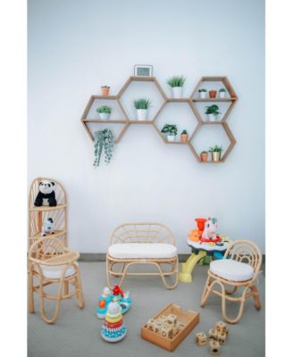 Rattan Baby High Chair Beige Exotic Boho Bedroom