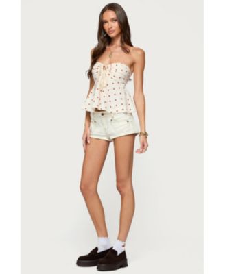 Women's Izzey Polka Dot Strapless Babydoll Top