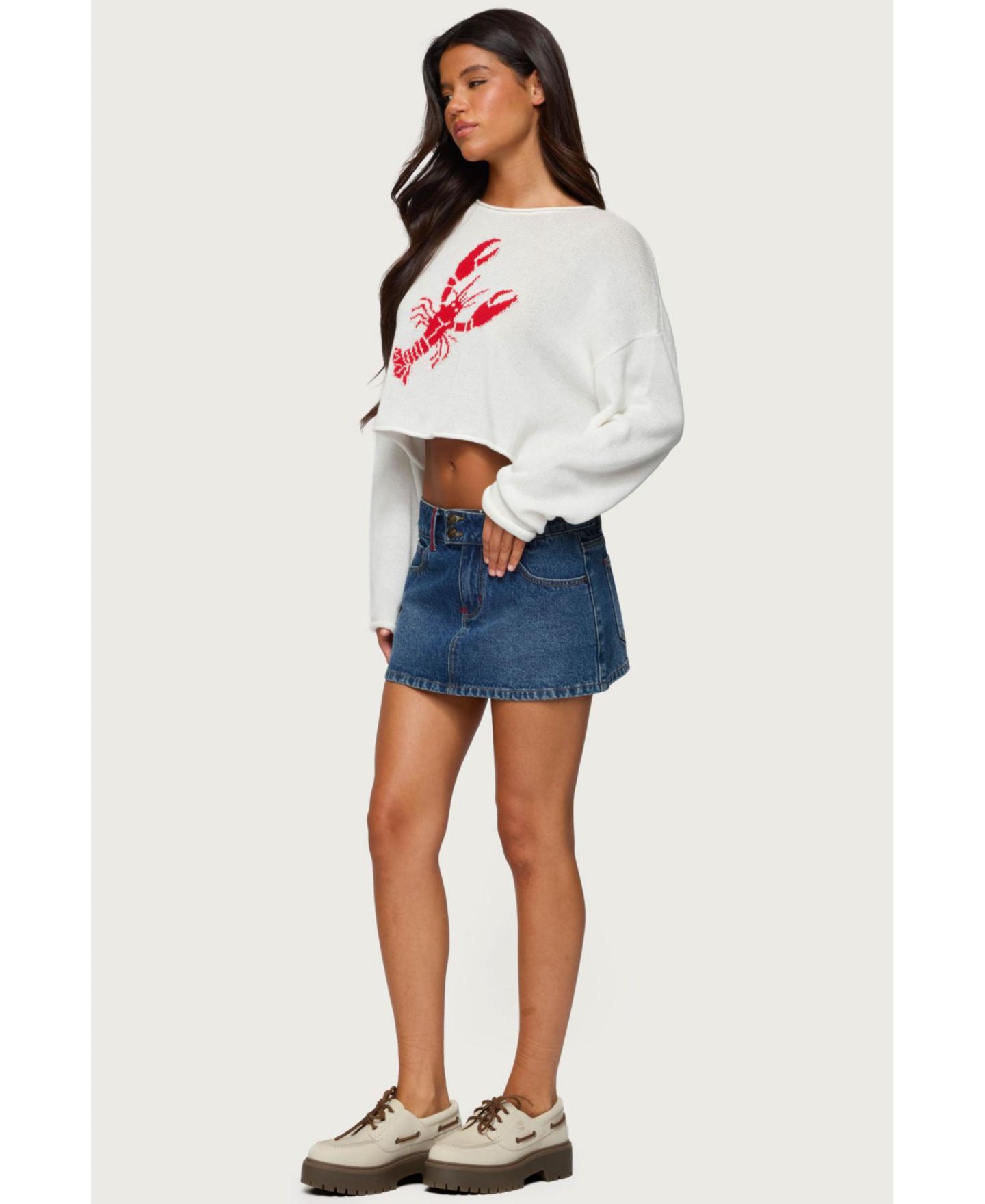 Женский топ Edikted Lobster Babe Oversized Knit, цвет: Белый — фото 2