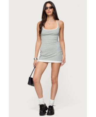 Women's Contrast Layered Look Halter Mini Dress