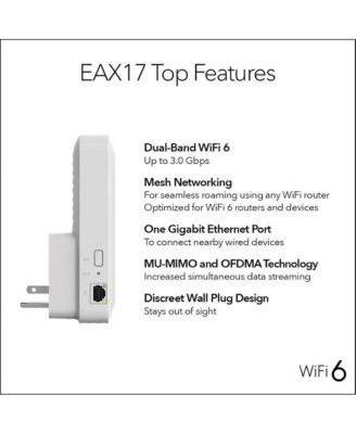 AX3000 Dual-Band Wi-Fi 6 Wall Plug Range Extender - White