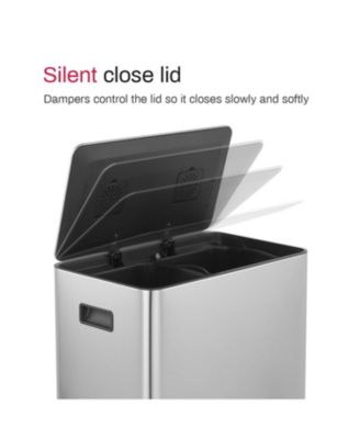 Rectangular Stainless-Steel-Made Matt Black Recycle Step-on Trash Can with Dual 30 liter + 30 liter Compartments for Kitchen