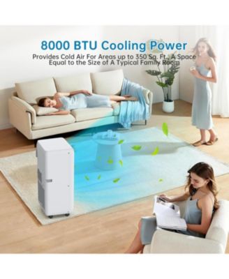 BTU, 3-in-1 with Dehumidifier, Timer & Remote+Portable Air Conditioner for Bedroom & RV, White/Black, LED Display