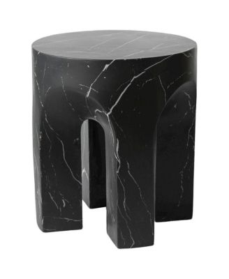 Crus Collection Fiberglass Outdoor Side Table Marbleized Black