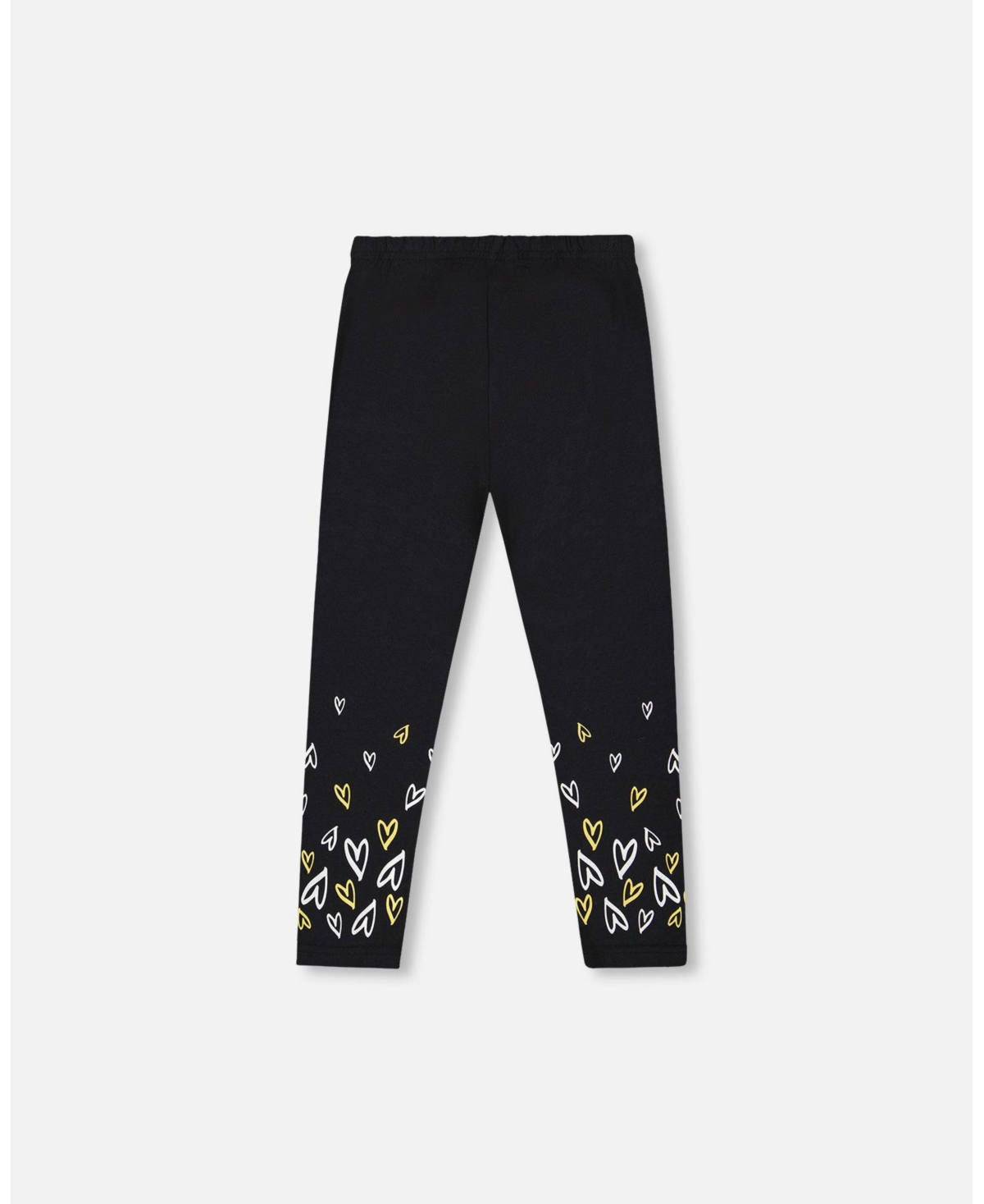 Deux par Girl Cotton Leggings Dusty Pink with Hearts Print
