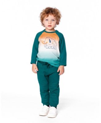 Toddler Boys Cotton Jersey Raglan Sleeve T-Shirt Forest Green - Toddler|Child