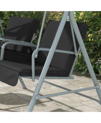 2 Person Porch Swing with Canopy, Table, Storage Console,