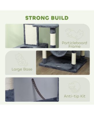 81" Cat Tree w/ Cat Scratching Posts for Large Adult Cats, Dark