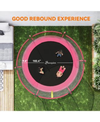 10ft Outdoor Trampoline with Net Enclosure, Curved Poles,