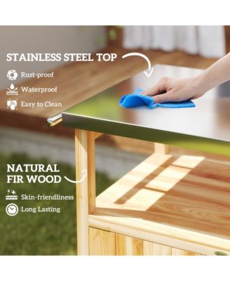 Grill Cart, Kitchen Island with Stainless Steel Top