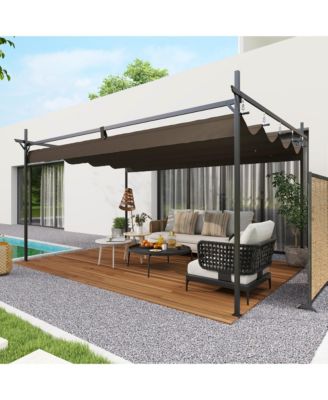 10' x 13' Metal Pergola with Retractable Canopy,