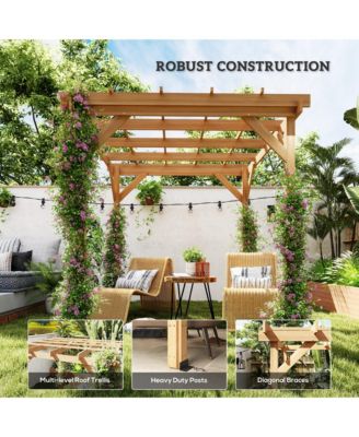 6.6' x 6.6' Outdoor Pergola, Wood Gazebo,