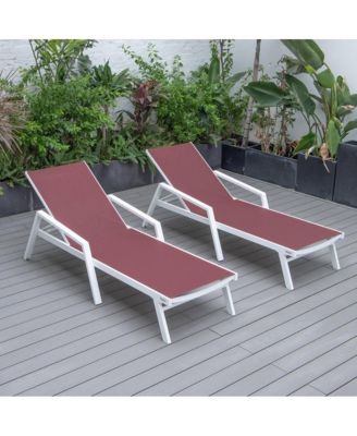Lounge Chair With Armrests in White Aluminum Frame, Set of 2