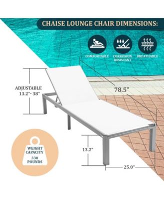 Grey Aluminum Outdoor Patio Chaise Lounge Chair