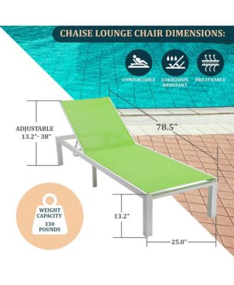 White Aluminum Outdoor Patio Chaise Lounge Chair
