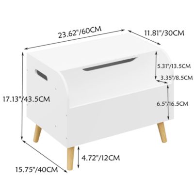 Kids Front Bookshelf, Flip-Top Lid, Safety Hinge, Boys Girls Toy Chest Bench for Playroom Toy Storage Organizer