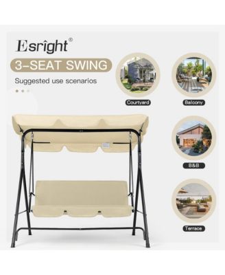 3-Person Metal Patio Swing with Removable Cushion Patio Swing Outdoor Porch Swing Chair for Adults for Garden Backyard Deck