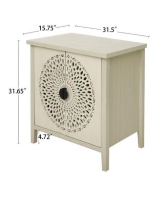 Hollow-Carved 2 Door Accent Cabinet Sideboard Buffet Storage Cabinet with Adjustable Shelf