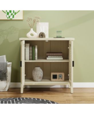 Hollow-Carved 2 Door Accent Cabinet Sideboard Buffet Storage Cabinet with Adjustable Shelf