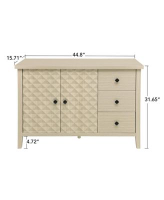 CASAINC Wood Buffet Cabinet with 2 Embossed Doors and 3 Drawers Storage Cabinet