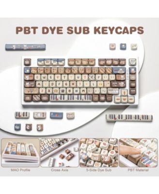 Dye-Sub PBT Keycap Set, Mao Profile, 142 Full Keys Cute Cat Custom Keycaps with Key Puller for Cherry Gateron MX Switches Mechanical Gaming Keyboard