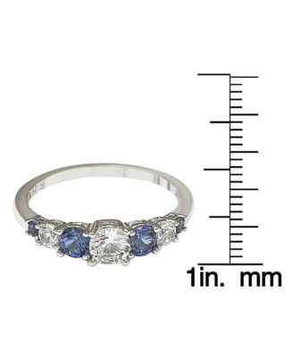 Suzy Levian Sterling Silver Sapphire Classic 7 Stone Ring