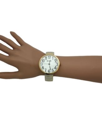 Two Tone Super Large Face Stretch Strap Watch