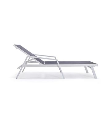 Marlin Patio Chaise Lounge Chair With Armrests in White Aluminum Frame