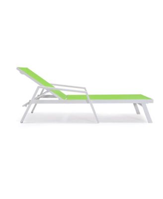 Marlin Patio Chaise Lounge Chair With Armrests in White Aluminum Frame