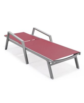 Marlin Patio Chaise Lounge Chair With Armrests in Grey Aluminum Frame