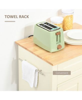 Cream Kitchen Helper: Portable Island Cart with Drawer and Shelf