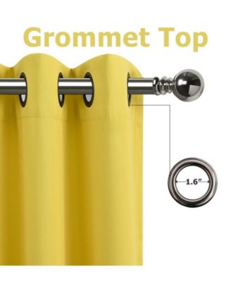 100% Hotel Thermal Blackout Yellow Grommet Top Curtain Panels - 50 in. W x 45 in. L, Yellow