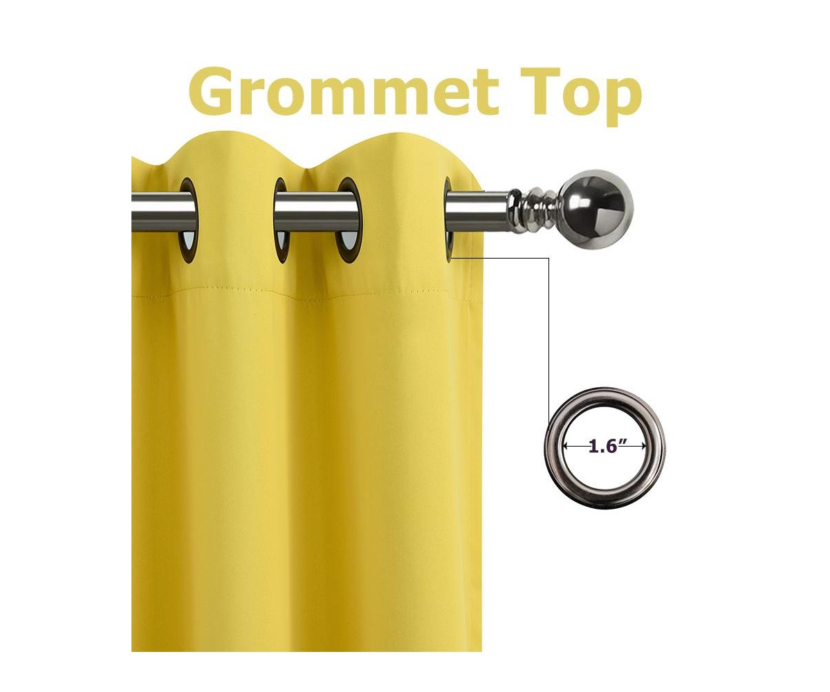Kate Aurora 100% Hotel Thermal Blackout Yellow Grommet Top Curtain Panels - 50 in. W x 45 in. L, Yellow