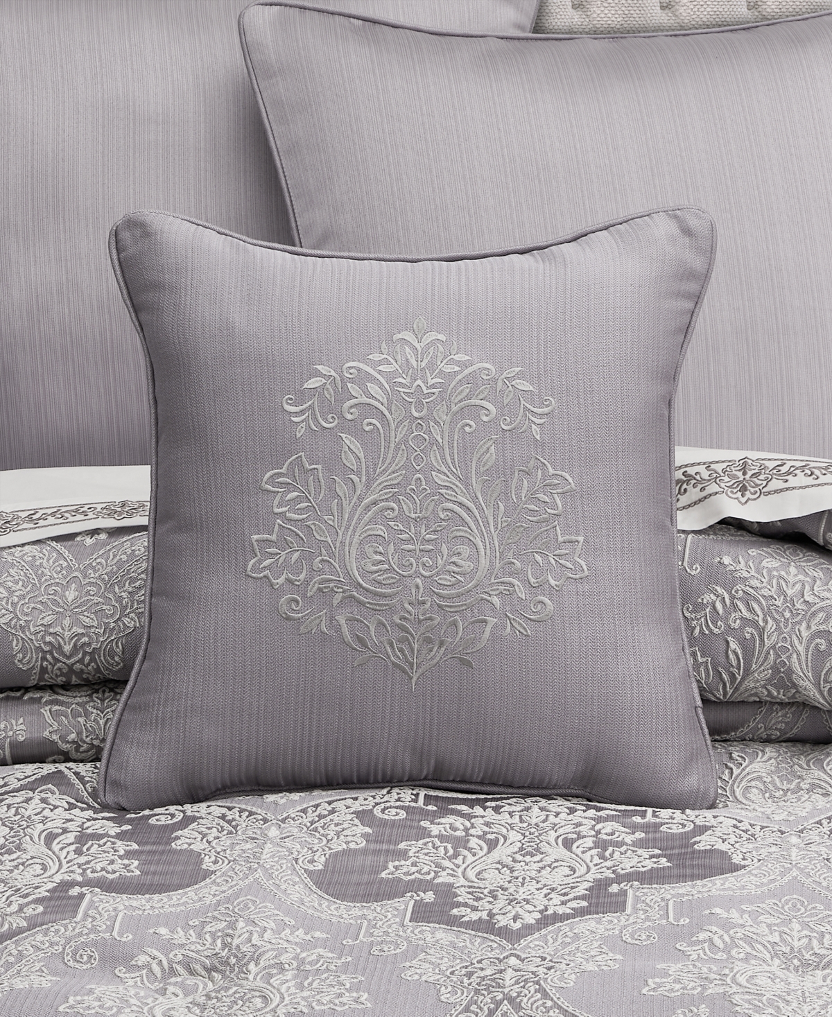 J Queen New York Mary Embroidered Decorative Pillow, 18" X 18" In Purple