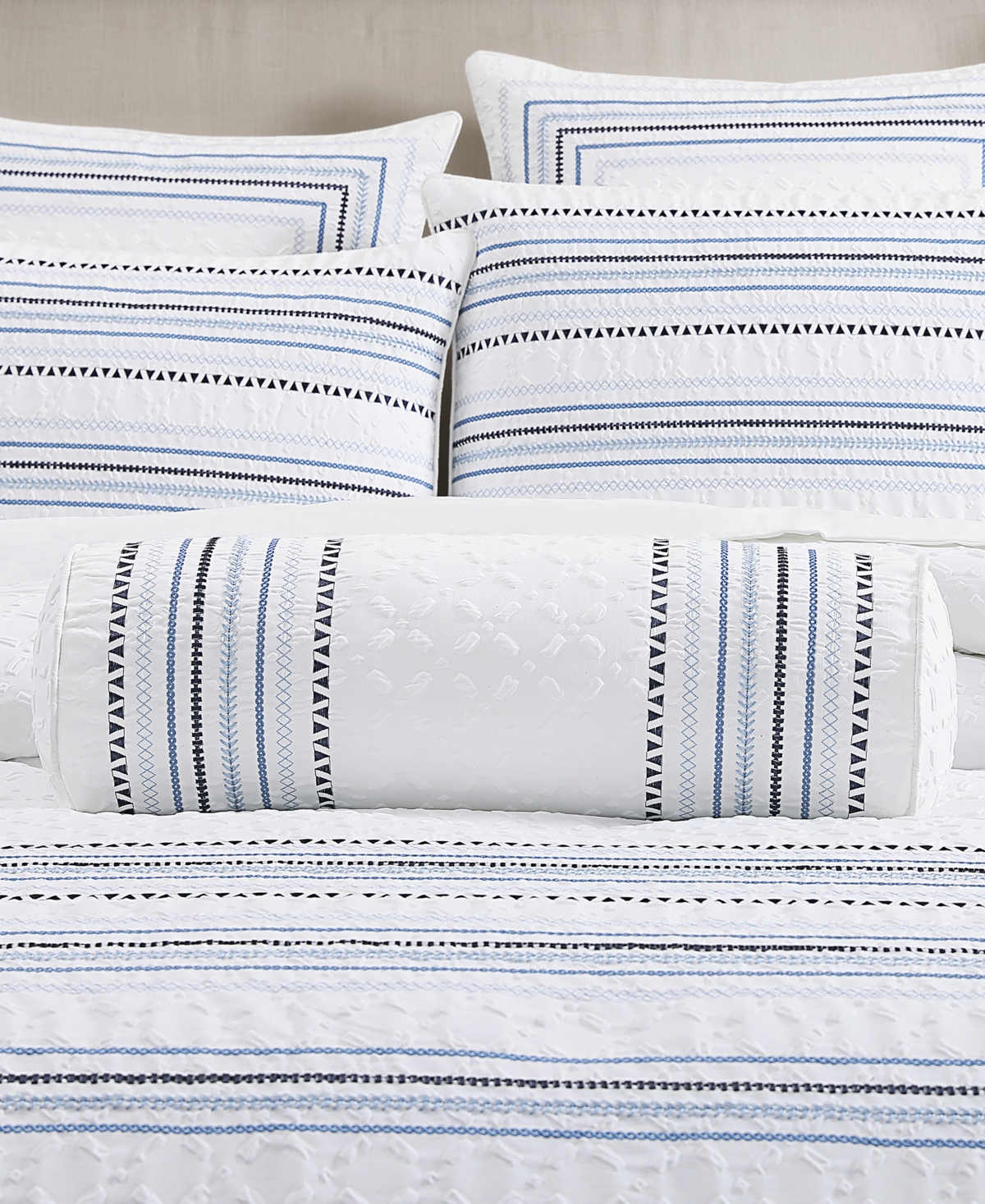 J Queen New York Bayside Neckroll Decorative Pillow, 7" X 20" In Blue