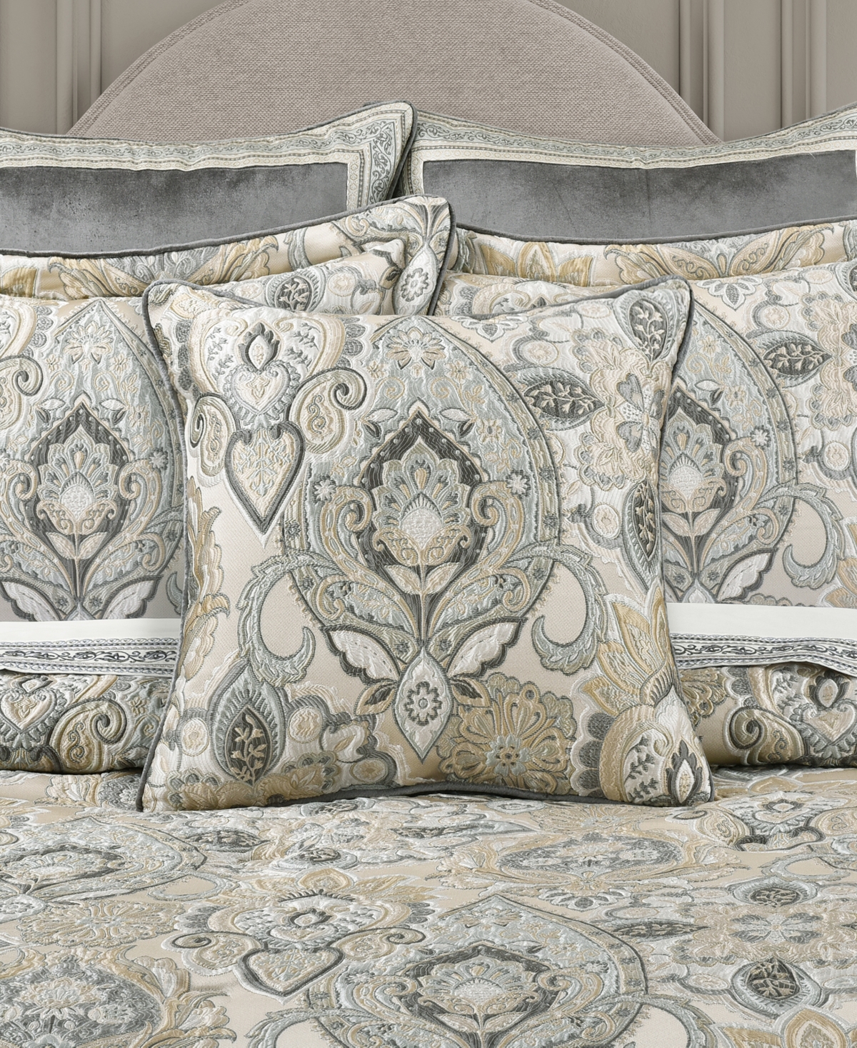 J Queen New York Annabelle Damask Decorative Pillow, 20" X 20" In Blue