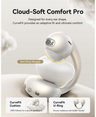 Bowie MC1 Pro Open Ear Clip-On Headphones, Hi-Res LDAC & HiFi4 Acoustic Sound, 5g Ultra-Lightweight Comfort, SuperBass 2.0, DNN 4-Mic AI Clear Calls, IP67 Waterproof, Bluetooth 6.0