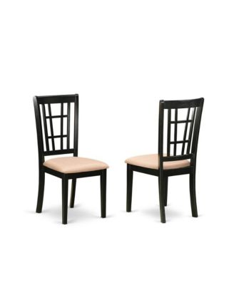 5 Pc Dining Table with 4 Linen Chairs in Black and Cherry