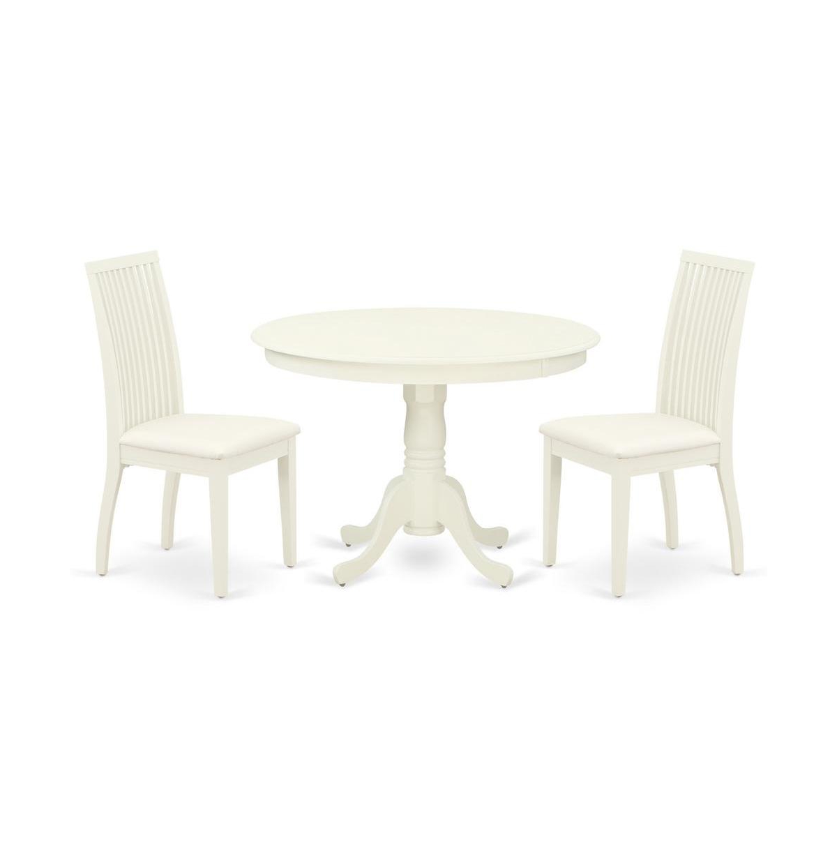 East West Furniture Dining Room Set Linen White - White