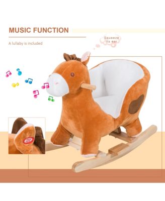 Baby Rocking Horse, Plush Animal Rocker w/ Realistic Sound, Pedals