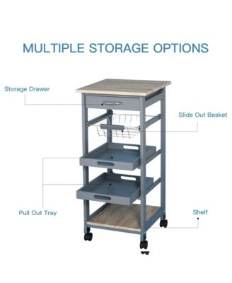 Mobile Rolling Kitchen Island Trolley Serving Cart w/ Under Drawer,